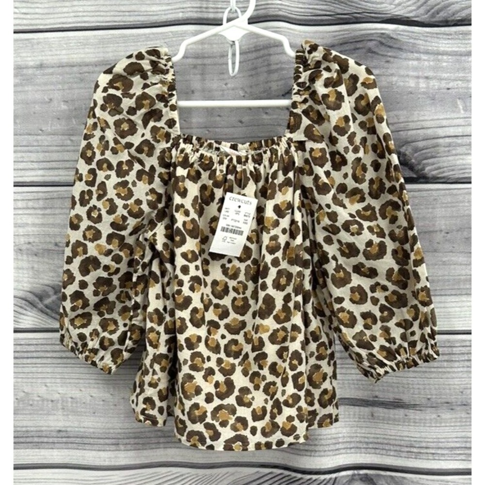 CREWCUTS BY‎ J CREW LEOPARD PRINT BOHO TOP Little Girl XXS 2-3 BROWN